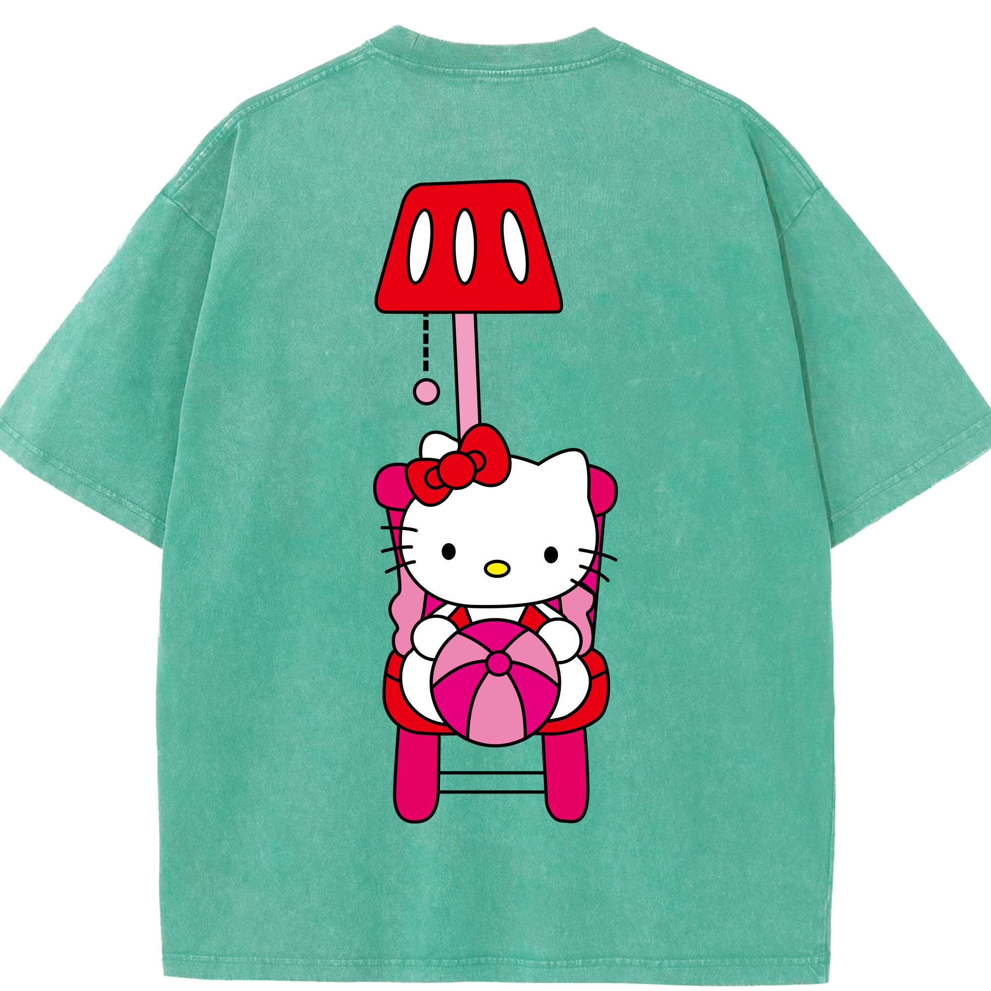 （画像用） Hello Kitty ハローキティ 綿100% ヴィンテージ風 半袖Tシャツ（背面プリント）